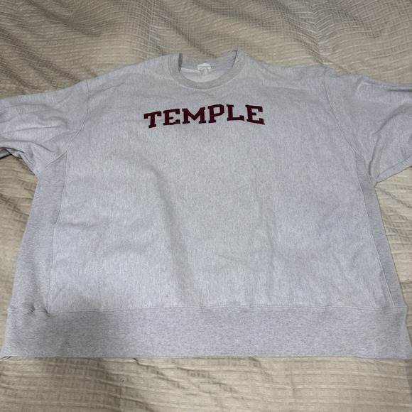Champion Reverse Weave Temple University Crewneck Sweatshirt Light Gray 3XL - Picture 7 of 8